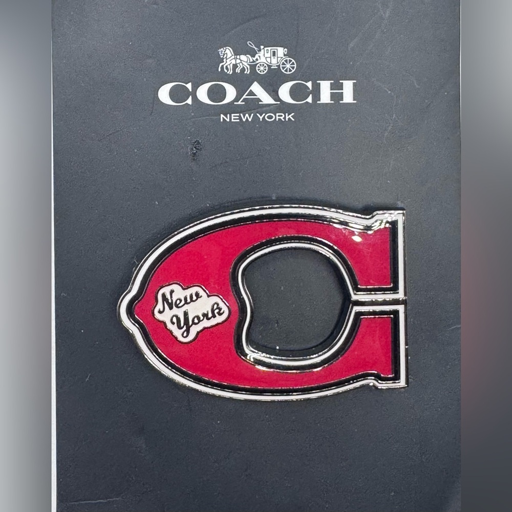 Coach Red and Silver Large Pin Like New
